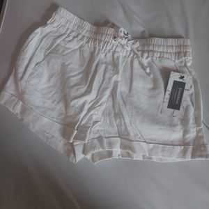 White linen shorts